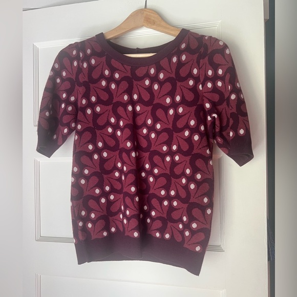 NWOT Anthropologie Maeve Harmon jacquard sweater tee - Picture 5 of 9